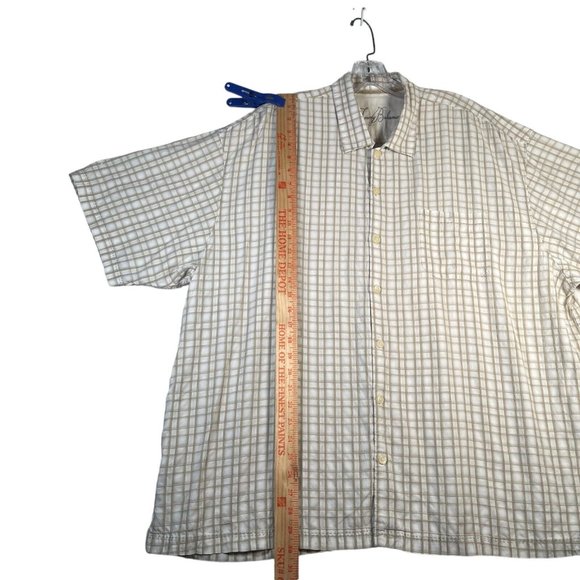 Tommy Bahama Mens Button Up Camp Shirt XXL Beige Plaid Tencel Outdoor Tropical - Picture 4 of 7